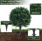 22" Artificial Boxwood Topiary Outdoor Plants with Spike, 2 Pack Faux Bushes UV Resistant Fake Shrubs for Front Porch Décor